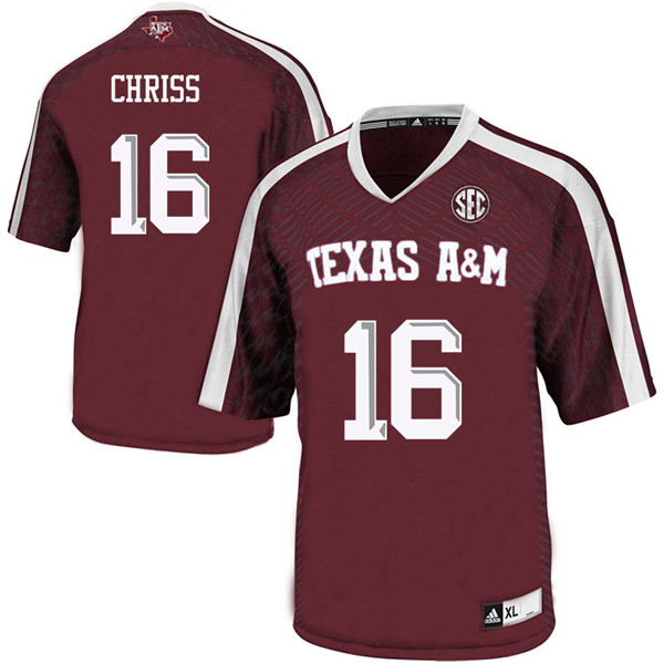 Men #16 Klyde Chriss Texas A&M Aggies College Football Jerseys Sale-Maroon - Click Image to Close